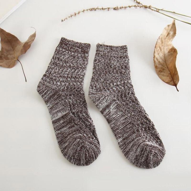New 5 Pairs Unisex Winter Warm Vintage Men Knit Crochet Cotton Soft Thick Socks Thermal Crew Cashmere (R