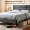 Bed Frame 140 X 200 Cm With Wooden Slatted Base Double Bed Upholstered In Linen Effect Storage Underneath Noise Free Gray