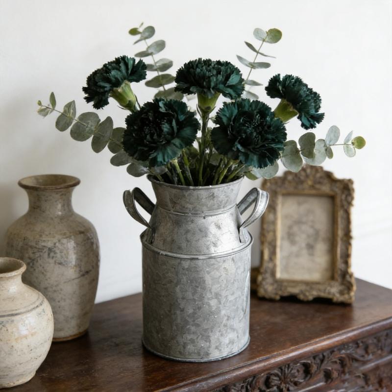 Retro French Pitcher Vases Metal Rustics Vases for Dried Flower,Farmhouse Decorative Pitchers Rustics Milk Jugs Vases
