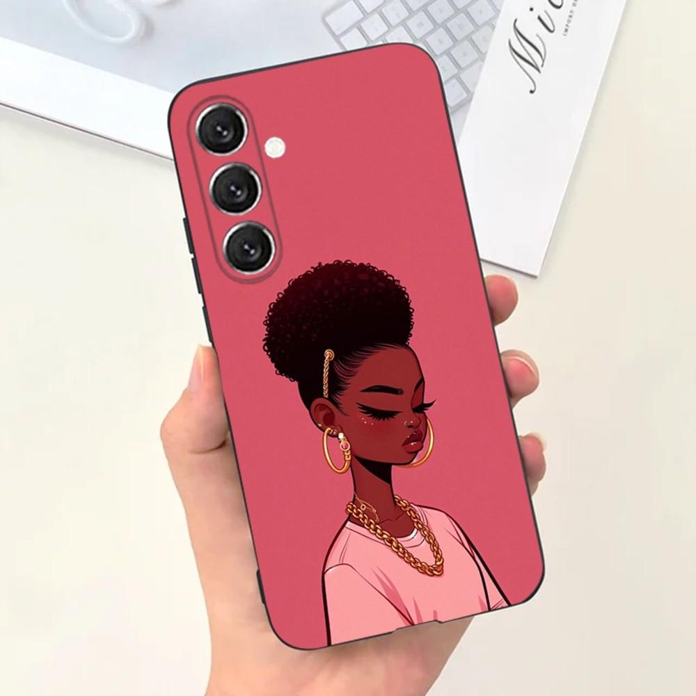 Black Girl Afro  Phone Case For Samsung S25,S24,S21,S22,S23,S30,Ultra,S20,Plus,Fe,Lite,Note,10,9,5G Black Cover