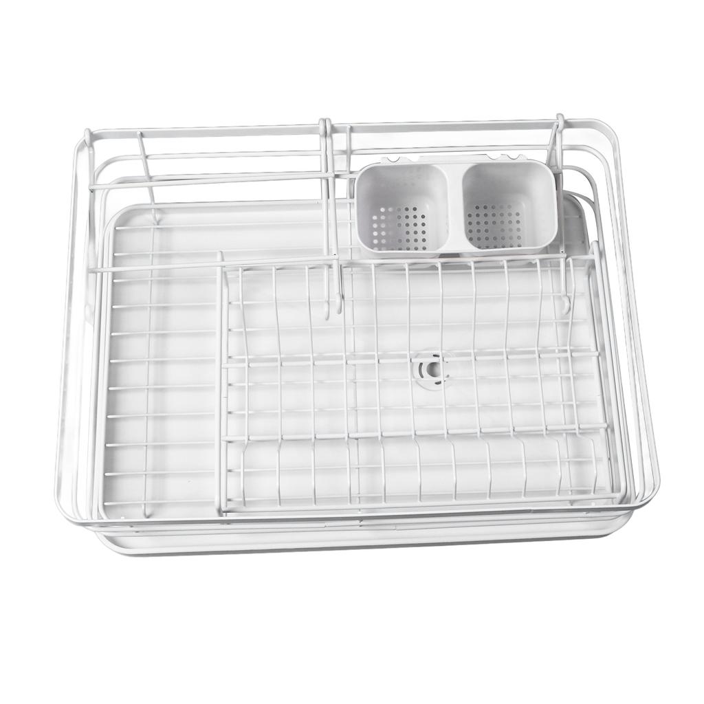 Dish Drainer Organizer Shelf Rugged 360 Degrees  Rotatable Spout Large Capacity Dish Drying Rack for Kitchen Counter