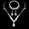 Wedding Jewelry Set Three-piece Set Bright Rhinestones Zircon Angel Teardrop Necklace Earrings Bracelet
