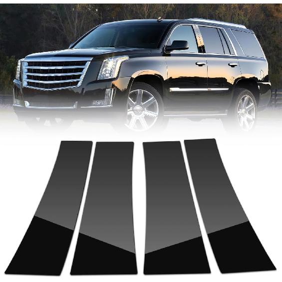 ACLONG Pillar Posts Door Window Trim Glossy Black Stainless Steel Compatible with Ford F-150 Super Cab Crew Lincoln Mark LT 2004-2014, Anti Scratch