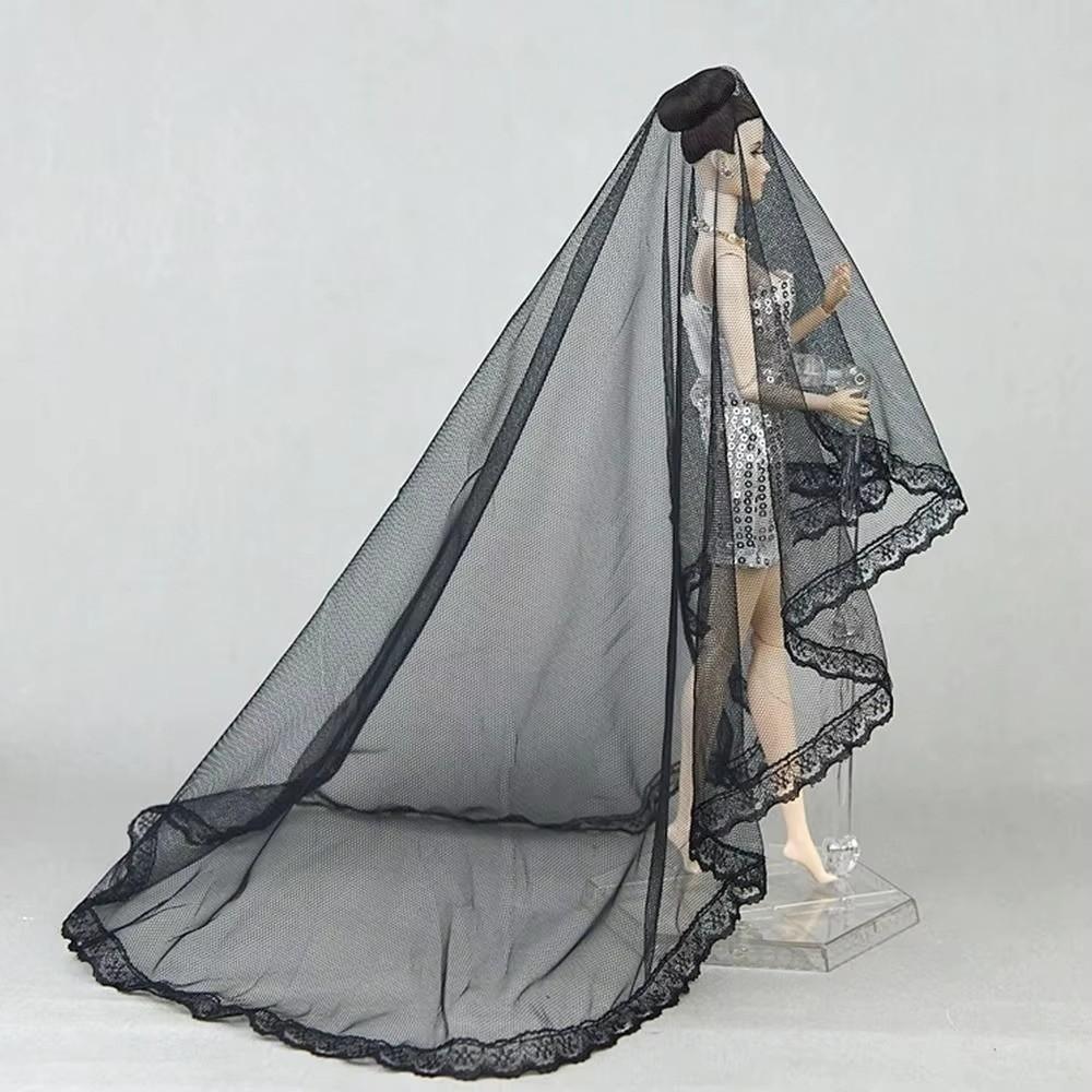 Doll Wedding Veil Headwear Round Long Lace Veil Fashion Doll Veil Headdress For Girl Gift