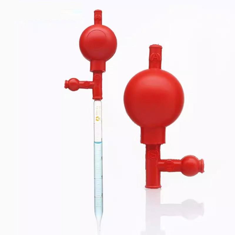2Pcs Three Way Pipette Fillers 50ml Rubber Bulbs with Elastic Suction Liquid Handling Applications for Laboratory