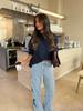 Women's New Fashion Casual Five-Point Star Loose Straight Jeans Pants 