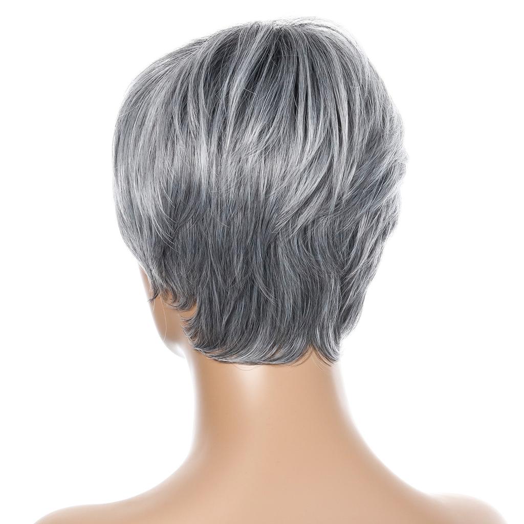 Short Grey Natural Wave Wigs For Women Synthetic Heat Resistant White Cosplay Wig Women's Wigs