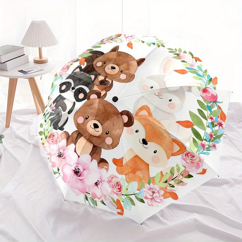 1pc woodland animals wreath Themed High-quality Umbrella,Automatic Opening and Closing Umbrella,Multi-functional Umbrella G0811033