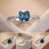 Eingelegter Strass dünner Ehering quadratischer Zirkonia Damen Ring Schmuck Accessoire