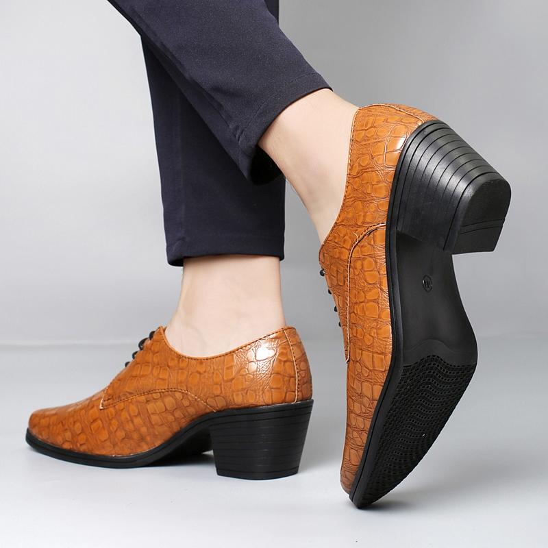 Men High Heels Blue Derby Brown Wedding Dress Dance Shoes Business Elevator Shoes Black Height Increase Tuxedo Shoes Large Size