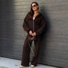 Womens Solid Color Hoodie Set 2026 Fall Winter Casual Loose Top Pants Two Piece Sportswear