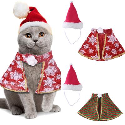 Cat Outfit Christmas Dog Costume Theme Party Santa Hat Outfit Roleplay Clothes for Cat Dog Photo Wear Party Accessories