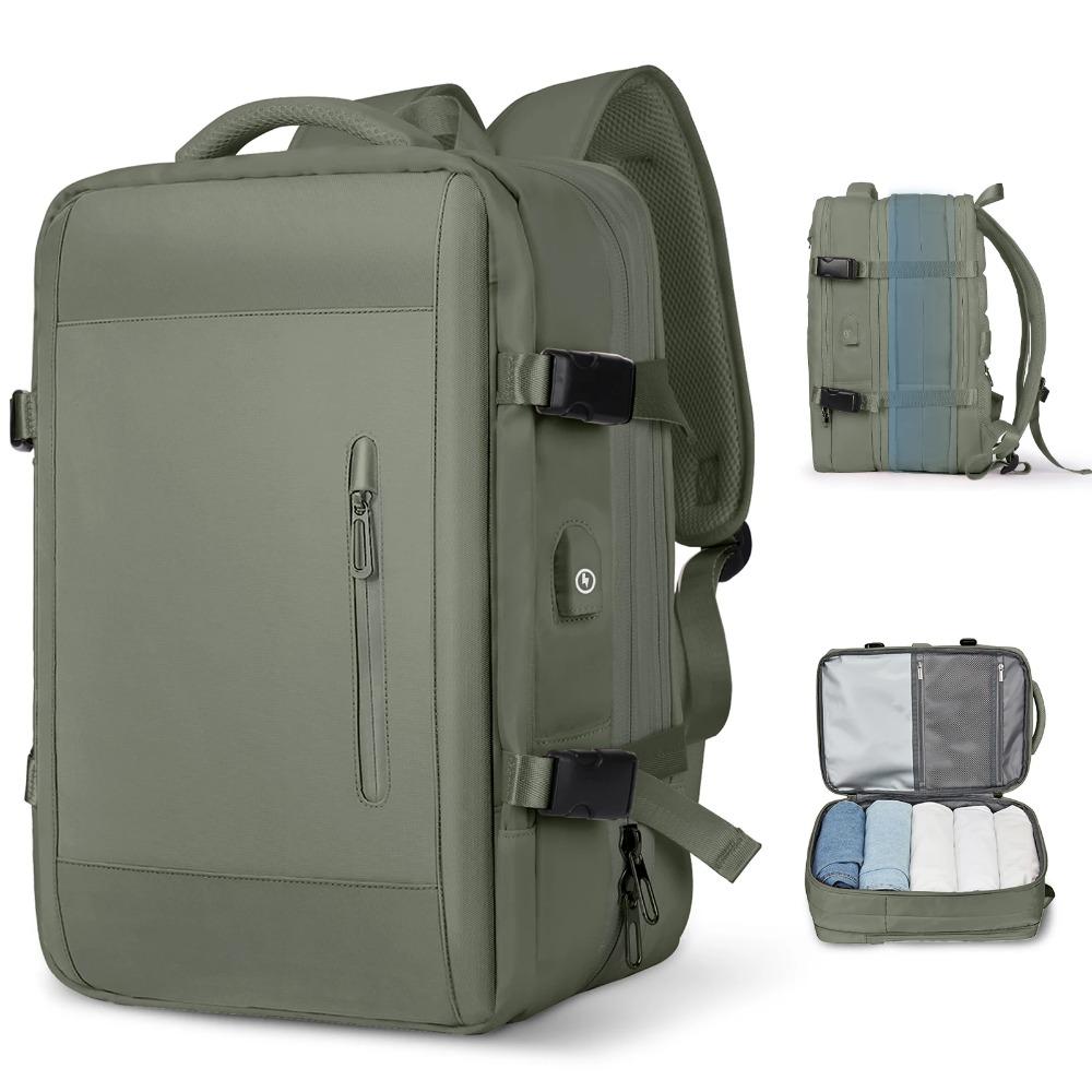 Reiserucksack für Männer, erweiterbarer Laptop-Rucksack mit USB-Anschluss, große wasserdichte Anti-Diebstahl-Business-Computertasche für Frauen