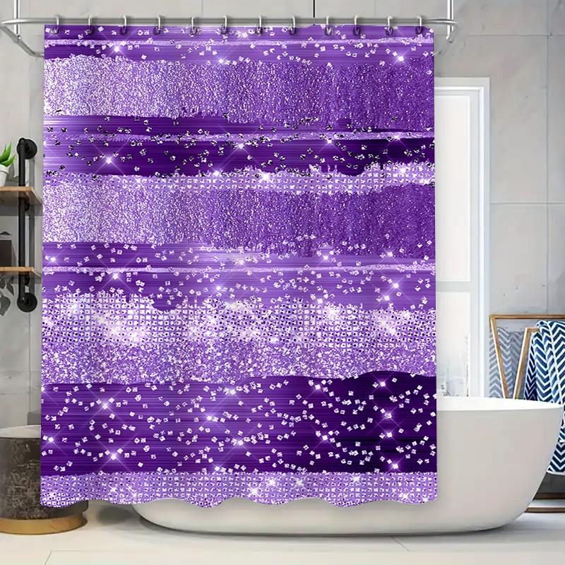 

Purple Shower Curtain Glittering Sparkle Shower Panels Bath Rug Decor 3D Printed Fabric Waterproof Bathroom Curtains Set (Size: W60H190(CM)-1 Pcs