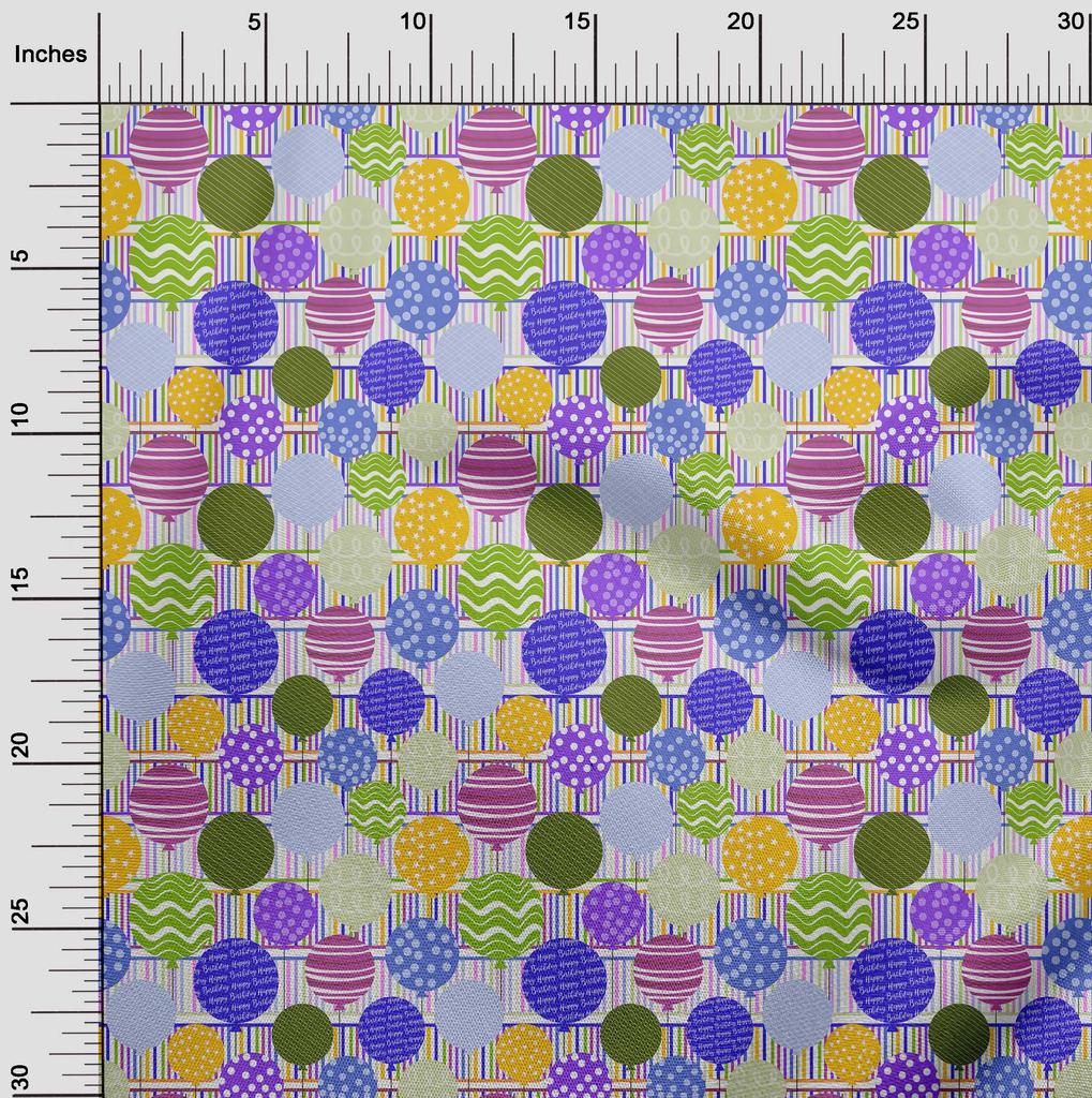 oneOone Cotton Flex Blue Fabric Kids Ballon With Stripe Dress Material Fabric Print Fabric By The Yard 40 Inch