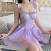Satin Sleep Dress Short Skirt With Bust Padding For Women