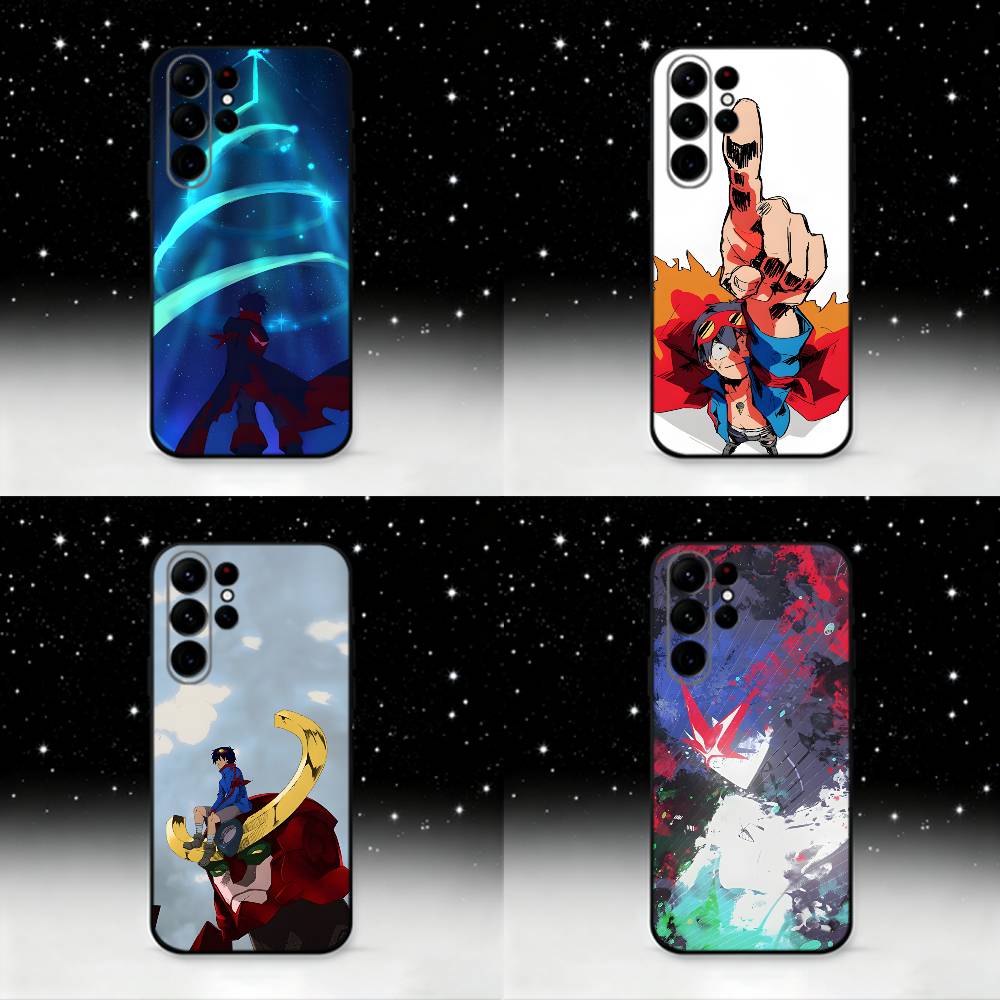 Coque de téléphone dessin animé G-Gurren L-Lagann Pour Samsung S25,S24 Ultra,S20,S30 plus,S22 plus,S23,S30 Ultra 5G Coque Noire en Silicone
