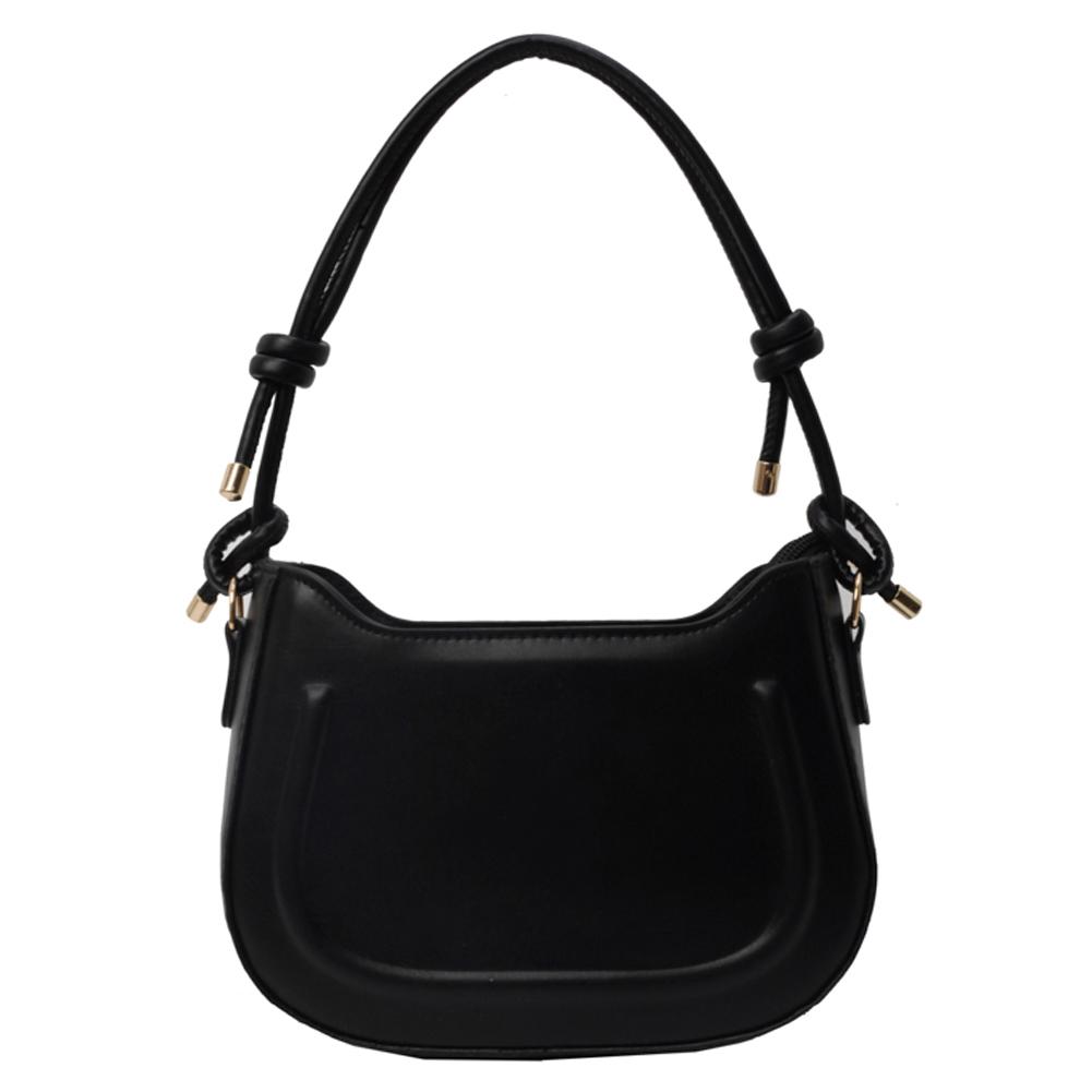 Women Elegant Handbag Large Capacity PU Saddle Shoulder Bag Small Crossbody Bag Solid Color Adjustable Strap for Outdoor Travel