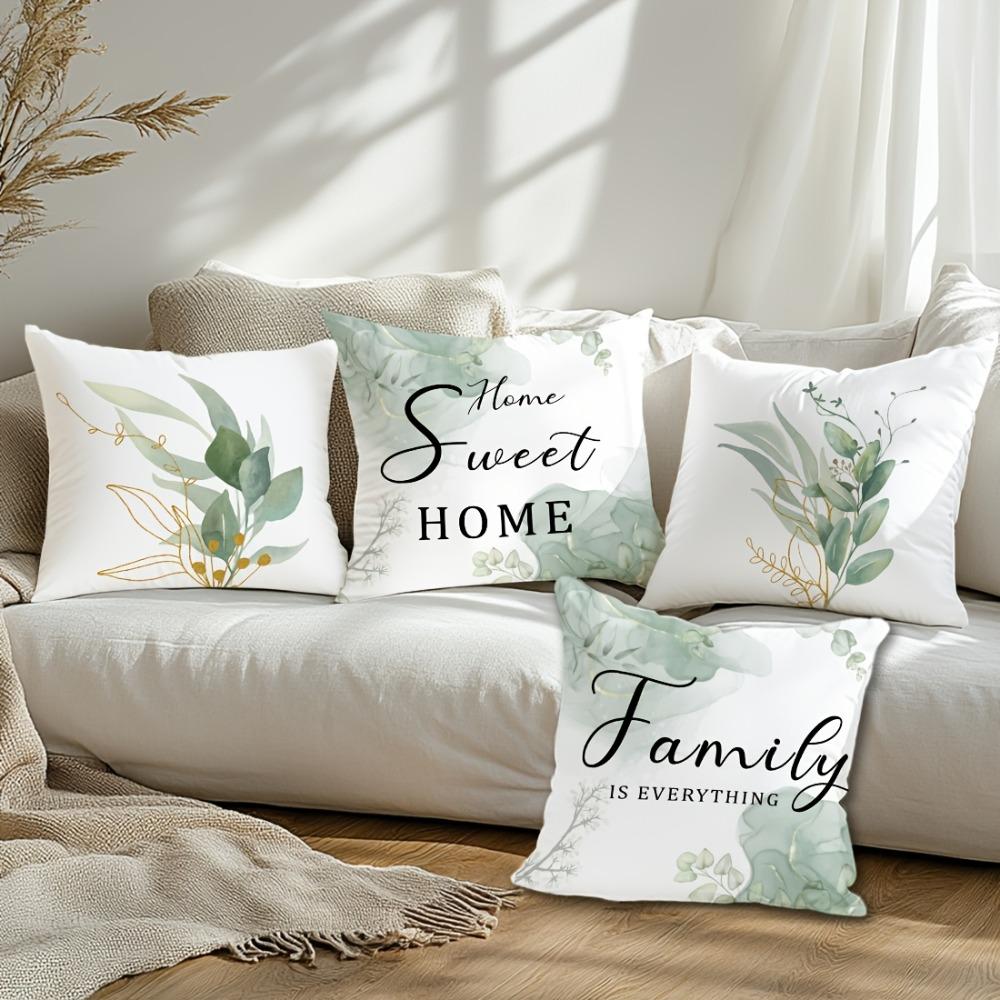Home Decor Green Floral Decorative Pillow Cover Pattern Cushion Cover Suitable For Sofa Bedroom Car Pillow Cover