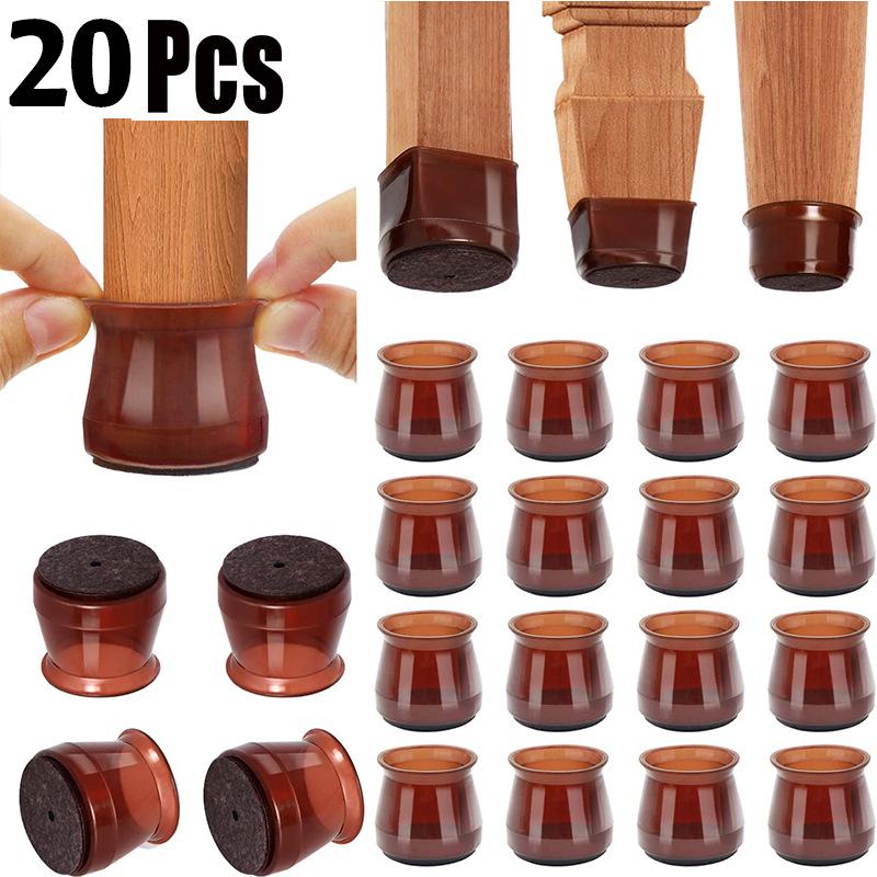 20-Piece Silent Anti-Slip Furniture Leg Covers - Wear-Resistant and Anti-Shedding Pads for Tables and Chairs