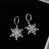 Sparkling Crystal Zircon Snowflake Pendant Earrings Women Exquisite Imitation Pearl Nebula Earrings Women New Year Party Jewelry