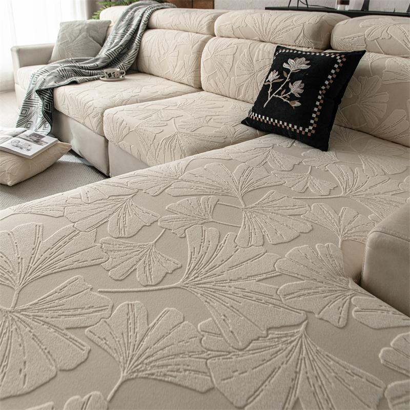 Ginkgo Jacquard Polar Fleece Sofa Cover Can Be Used In All Seasons, Non-Slip Anti-Cat Scratch Sofa Cloth Cushion Cover