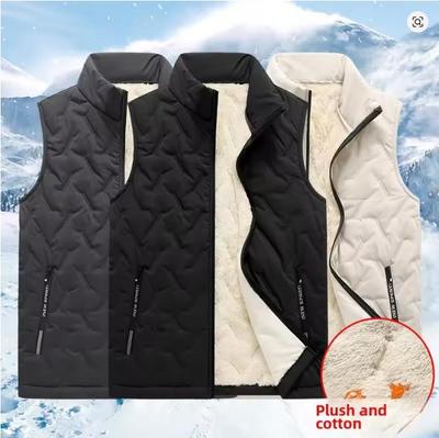 Autumn and Winter Fashion Men's Cotton Vest Jacket Casual Multifunctional Plus Size Warm Standing Collar Sleeveless Men's Top
