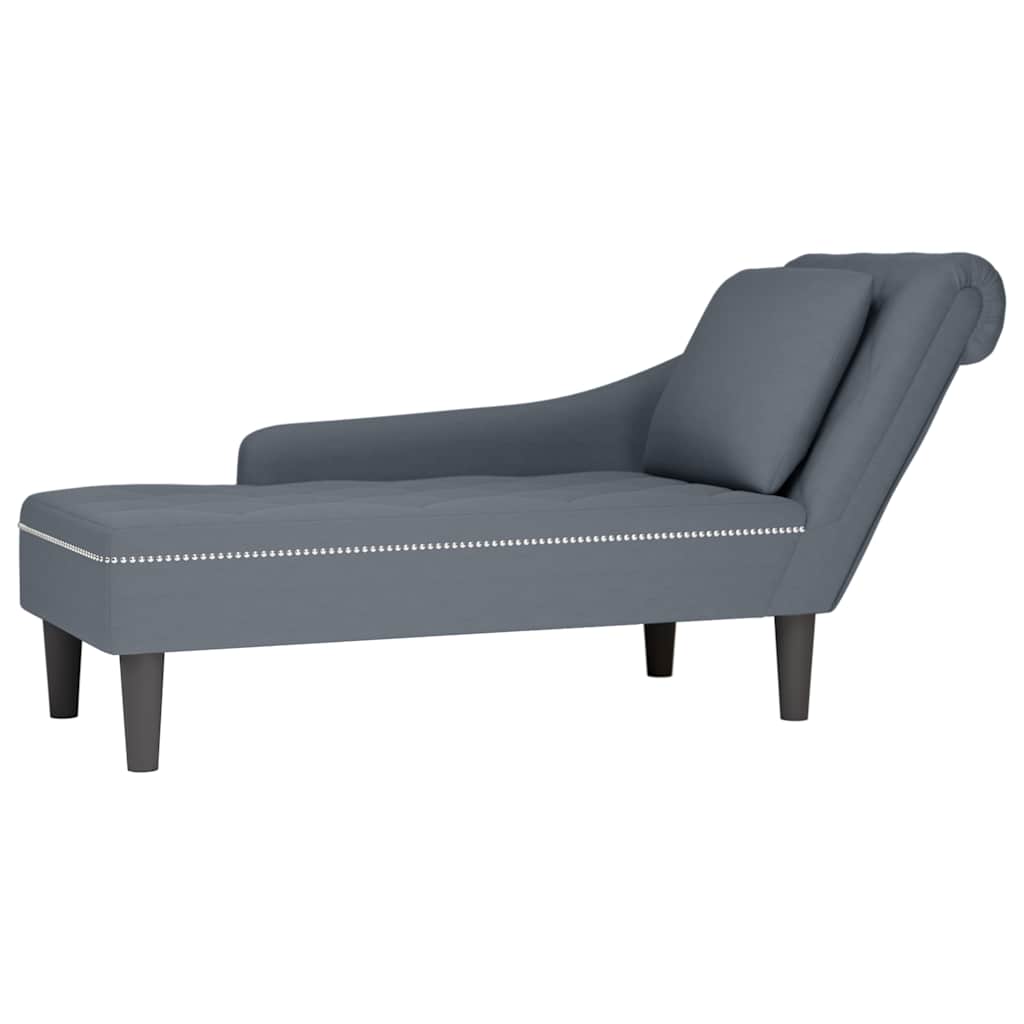 Vidaxl Chaise Longue With Cushion, Dark Gray, Velvety