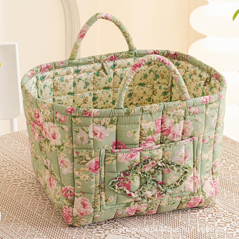 Portable Floral Foldable Storage Basket for Home Textiles and Underwear Organizer