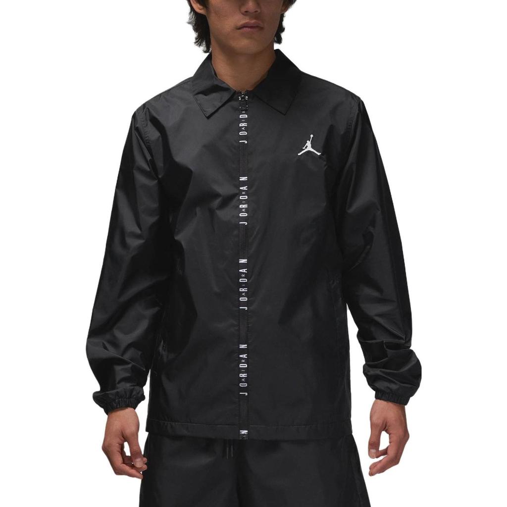 Jordan Casual Collared Zip-Up Long-Sleeve Jacket with Letter Logo Men Jacket Black DX9688-010