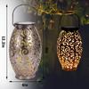 Xidajie Metal Retro Hanging Solar Lights, 2Pack Solar Lanterns With Hollow Patte