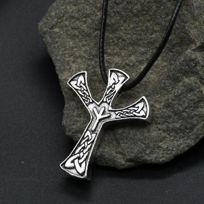Norse Viking Algiz Rune Pendant Necklace for Men Celtic Knot Amulet Talisman Jewelry