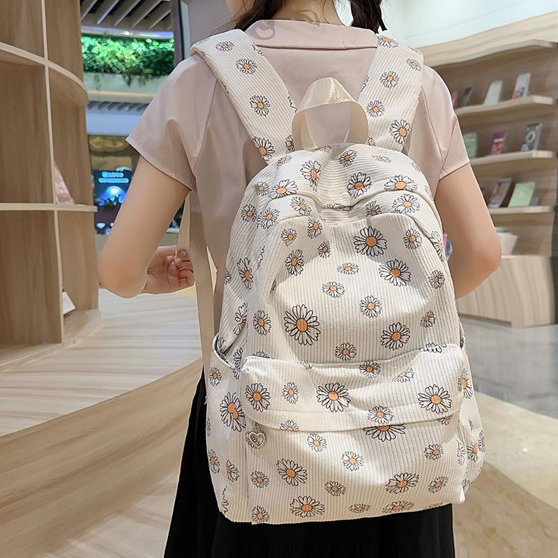 School bag female ins Japanese girls college wind small floral backpack Korean version Harajuku printed middle school student backpack female
