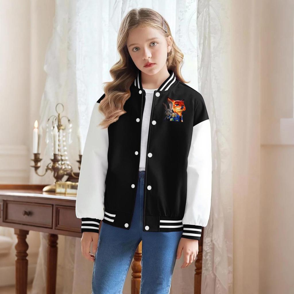 Kids' Fashionable Casual Long-Sleeved Hooded Print Jacket