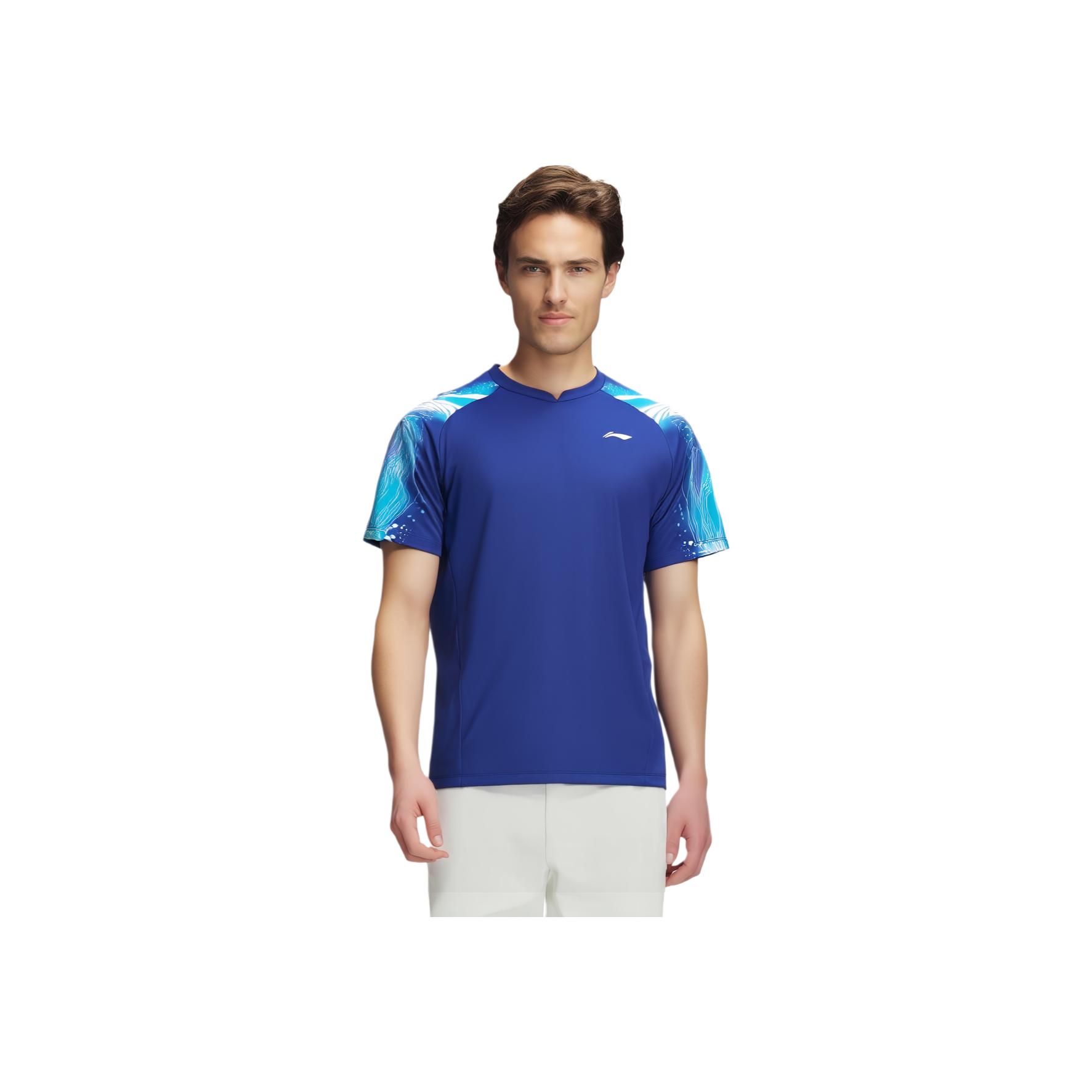 Li-Ning Comfortable Breathable Short Sleeve T-Shirt Men Tops Dreamy-Blue AAYV069-2 4XL