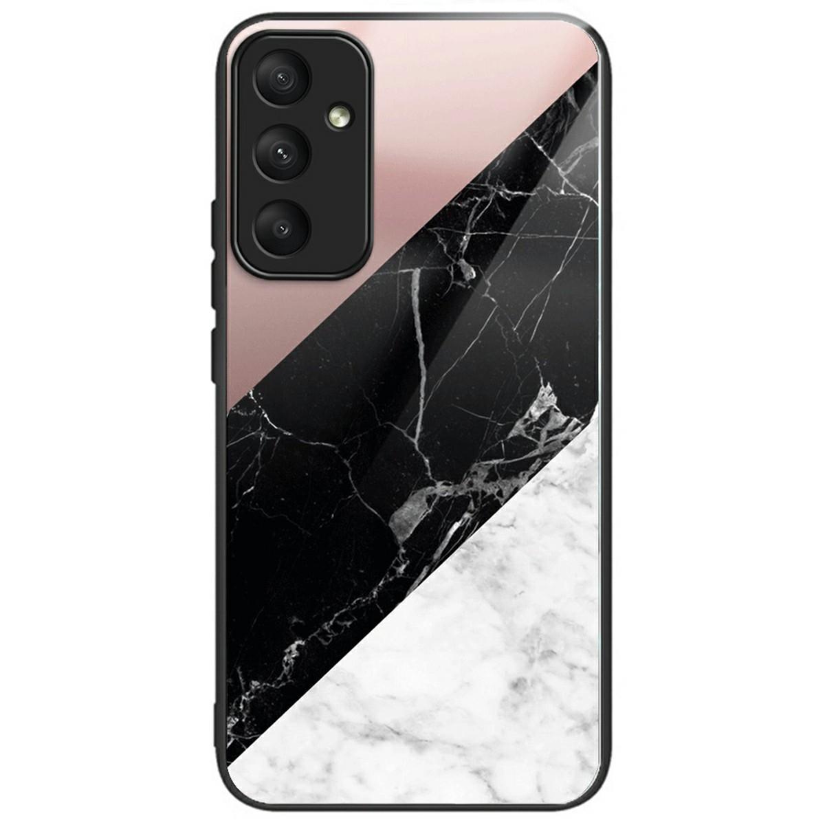 

For Samsung Galaxy A56 5G Case Tempered Glass TPU Drop-Proof Phone Cover Pattern Printing Three-Color Marble Texture