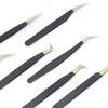 Black Gold Pattern Stainless Steel Eyelash Tweezers for Precision Eyelash Extension