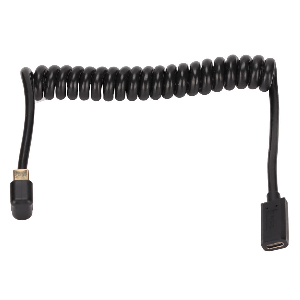 Type C Charging Data Cable Male to Female 4K 60Hz U Shaped Elbow Spring Data Extension Cord for Car Laptop PC