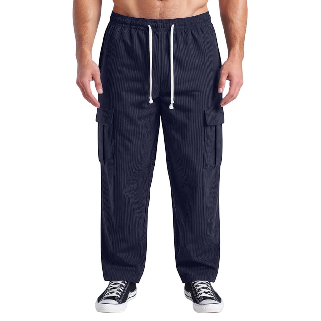 Men's Casual Versatile Retro Workwear Pants, Loose Straight Zipper Casual Pants
