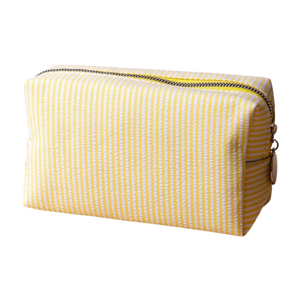 Striped Embroidery Makeup Bag Travel Cosmetic Organizer Waterproof Portable Toiletry Pouch For Women