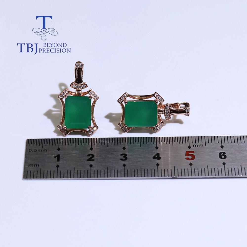 Agat verde natural oct 8*10mm Cercei din argint 925 bijuterii fine cu pietre pretioase naturale pentru femei mama cadou frumos