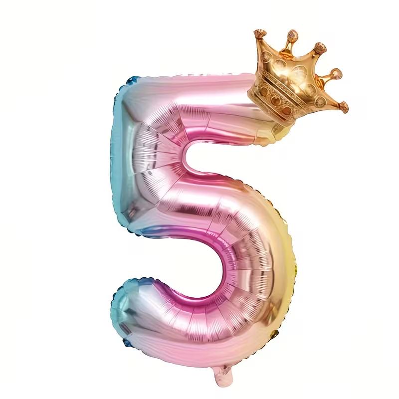 Balon Folie Număr Curcubeu 32 Inch Balon Digital Mini Număr Balon Folie Metalică pentru Petrecere Zi de Naștere Nuntă Decor Fundal