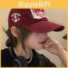 Trendy Vintage Style Baseball Cap For Women Burgundy Wide Brim Cotton Hat