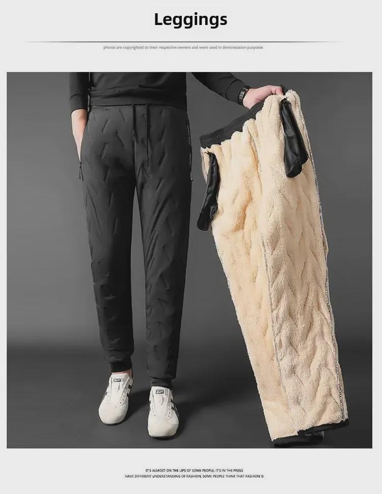 Men's Winter Warm Lambskin Pants: Fashionable, Thickened, Velvet-Lined, All-Match Casual Loose Fit.