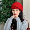 Mohair Knitted Beret Women's Autumn and Winter Literary Retro Plush Woolen Hat Showing Face Small Warm Wool Painter Hat