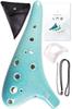 JINSELF [Handcrafted by Artisans] Ceramic Ocarina Set for Beginners, Alto C, Children's Instrument, Sheet Music, Strap, Light Blue
