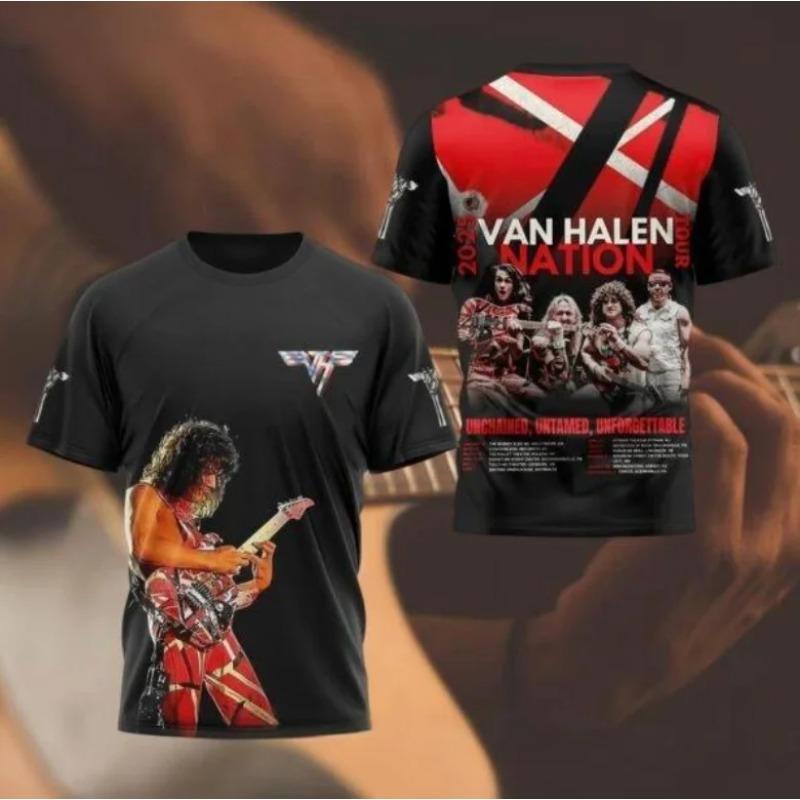 Rockowy Zespół Van Halen Retro Koszulka Unisex Drukowana 3D na Lato Uliczny Hip-hop Trend Krótki Rękaw Okrągły Dekolt Y2K Top Odzież Męska