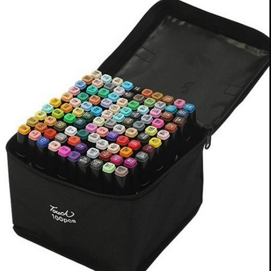 Touch Quick-Drying Double-Ended Alcohol Marker Pen Set - 24/48/80 Colors, Black Handle, Ideal for Kids' Art