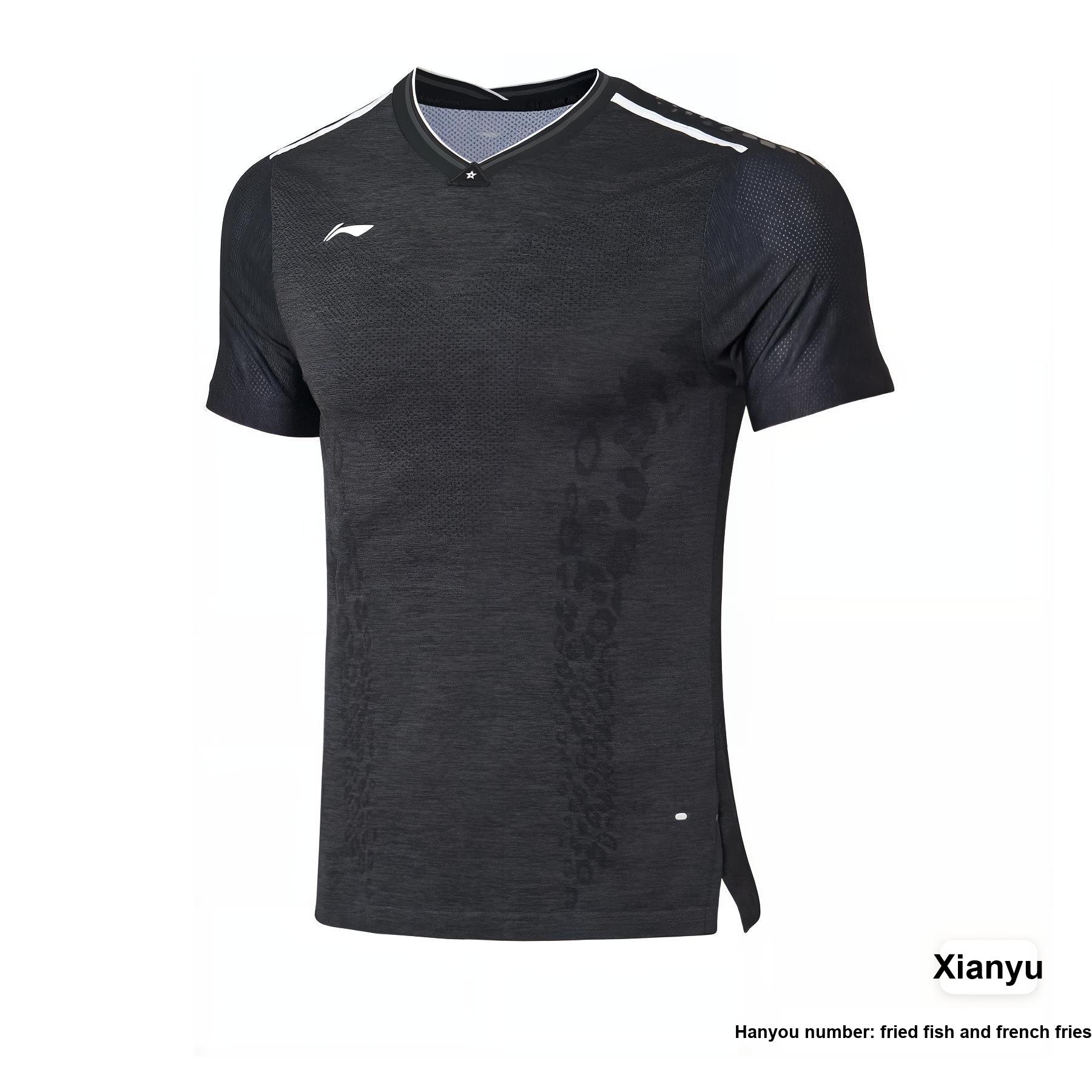 

Li Ning Letter V Neck Breathable Versatile Short Sleeve Badminton Shirt Men tops AAYP277-4 2XL