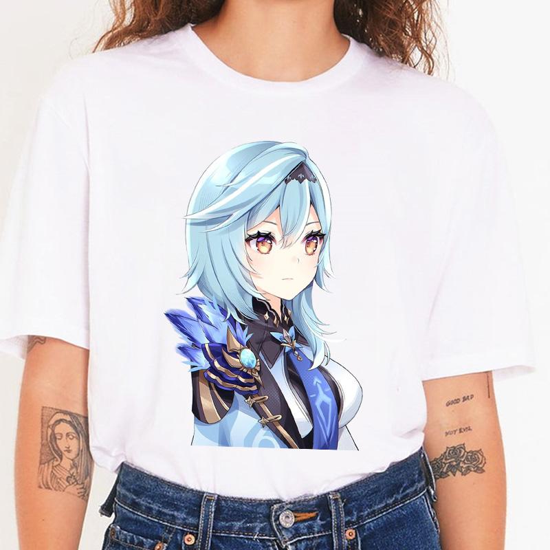 

Genshin Impact Eula Women Tshirt Summer Cute T Shirt Femme Casual Harajuku Lady Tee Shirt Casual Streetwear Female T-Shirt 2025 S білий